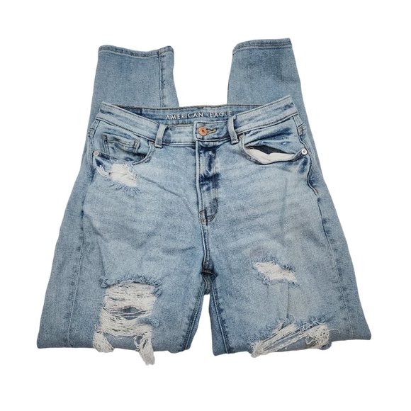 American Eagle Denim - American Eagle Mom Jeans HEAVILY DISTRESSED Womens size 4